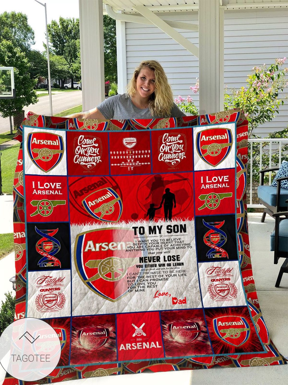 Arsenal To My Son Love Dad Quilt Blanket