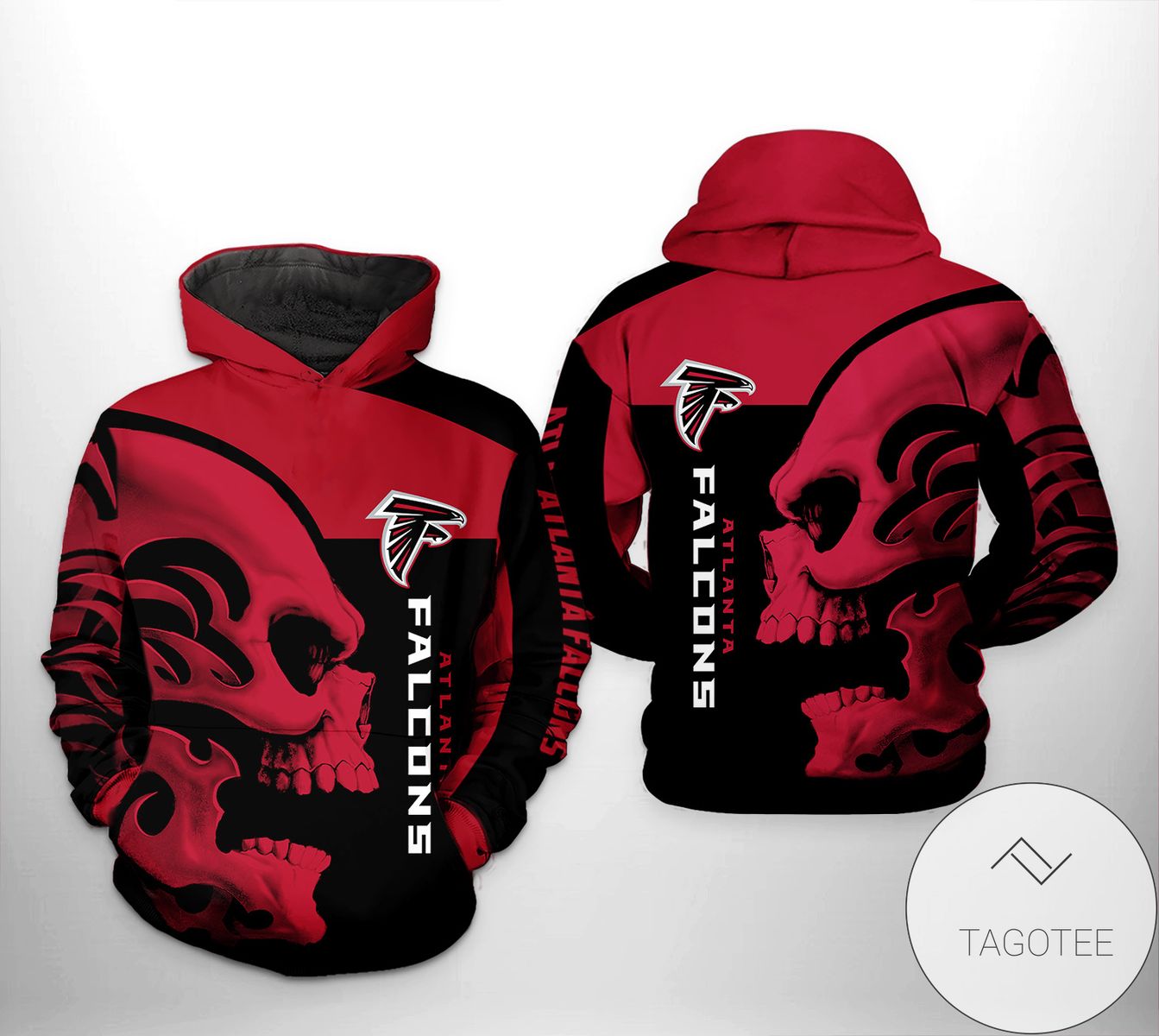 Atlanta Falcons NFL Skull 3D Printed Hoodie Zipper Hooded Jacket