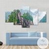 Atop In Yellow Sacred Mountains Huangshan In China Nature Five Panel Canvas 5 Piece Wall Art Set