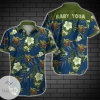 Baby Yoda Green Mandalorian Tropical Flowers Hawaiian Graphic Print Short Sleeve Hawaiian Casual Shirt