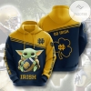 Baby Yoda Notre Dame Fighting Irish 3D Printed Hoodie Zipper Hooded Jacket