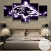 Baltimore Ravens Football American Sport Five Panel Canvas 5 Piece Wall Art Set