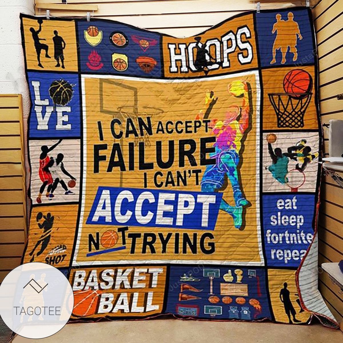 Basketball I Can Accept Failure But I Can't Accept Not Trying Quilt Blanket