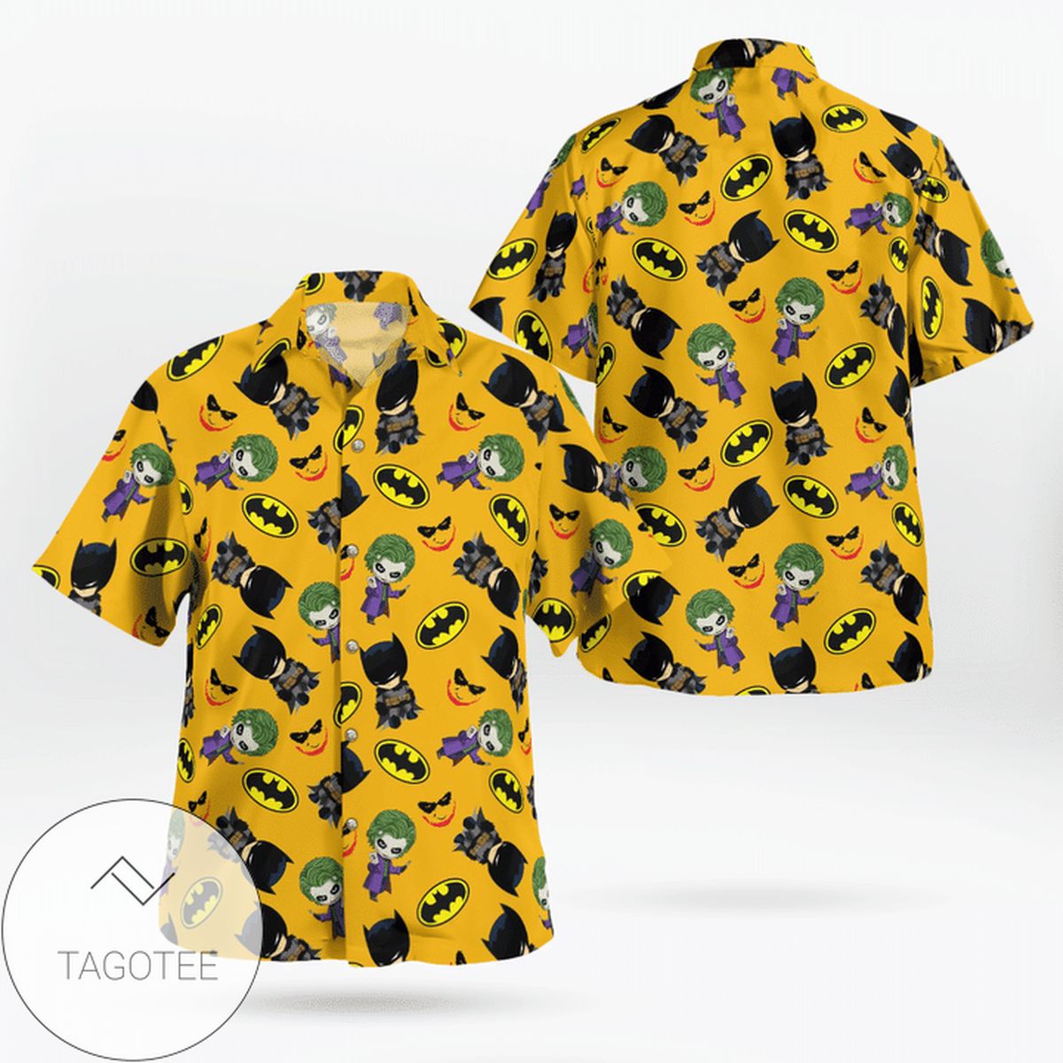 Batman Yellow Tropical Print Short Sleeve Hawaiian Casual Shirt