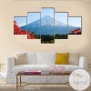 Beautiful Mt Fuji In Autumn Nature Five Panel Canvas 5 Piece Wall Art Set