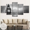Big Ben In Black And White London England Five Panel Canvas 5 Piece Wall Art Set