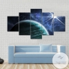 Big Gassy Planet And Shining Star Space Five Panel Canvas 5 Piece Wall Art Set
