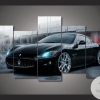 Black Maserati Sports Car Automative Five Panel Canvas 5 Piece Wall Art Set