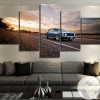 Blue 1969 Chevy Camaro Rs Ss Rally Hockey Stripe Road 1 Automative Five Panel Canvas 5 Piece Wall Art Set