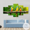 Blue And Gold Macaw Animal Five Panel Canvas 5 Piece Wall Art Set