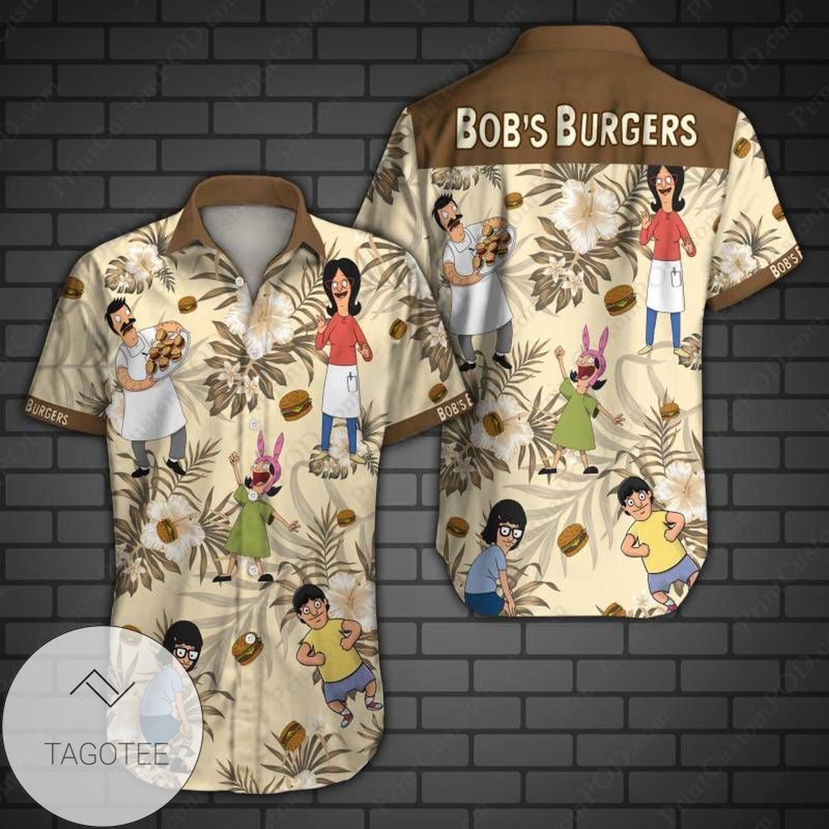 Bob Burger Hawaiian Graphic Print Short Sleeve Hawaiian Casual Shirt