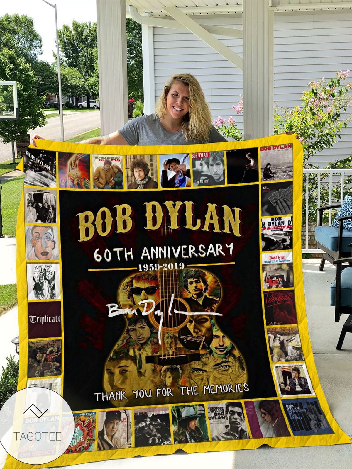 Bob Dylan 60th Anniversary Thank You For The Memories Quilt Blanket