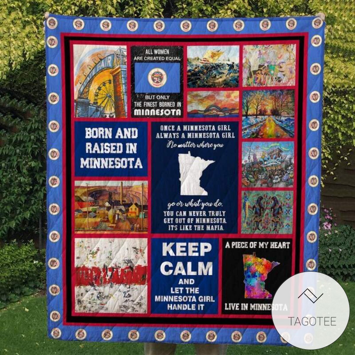 Born And Raised In Minnesota Quilt Blanket