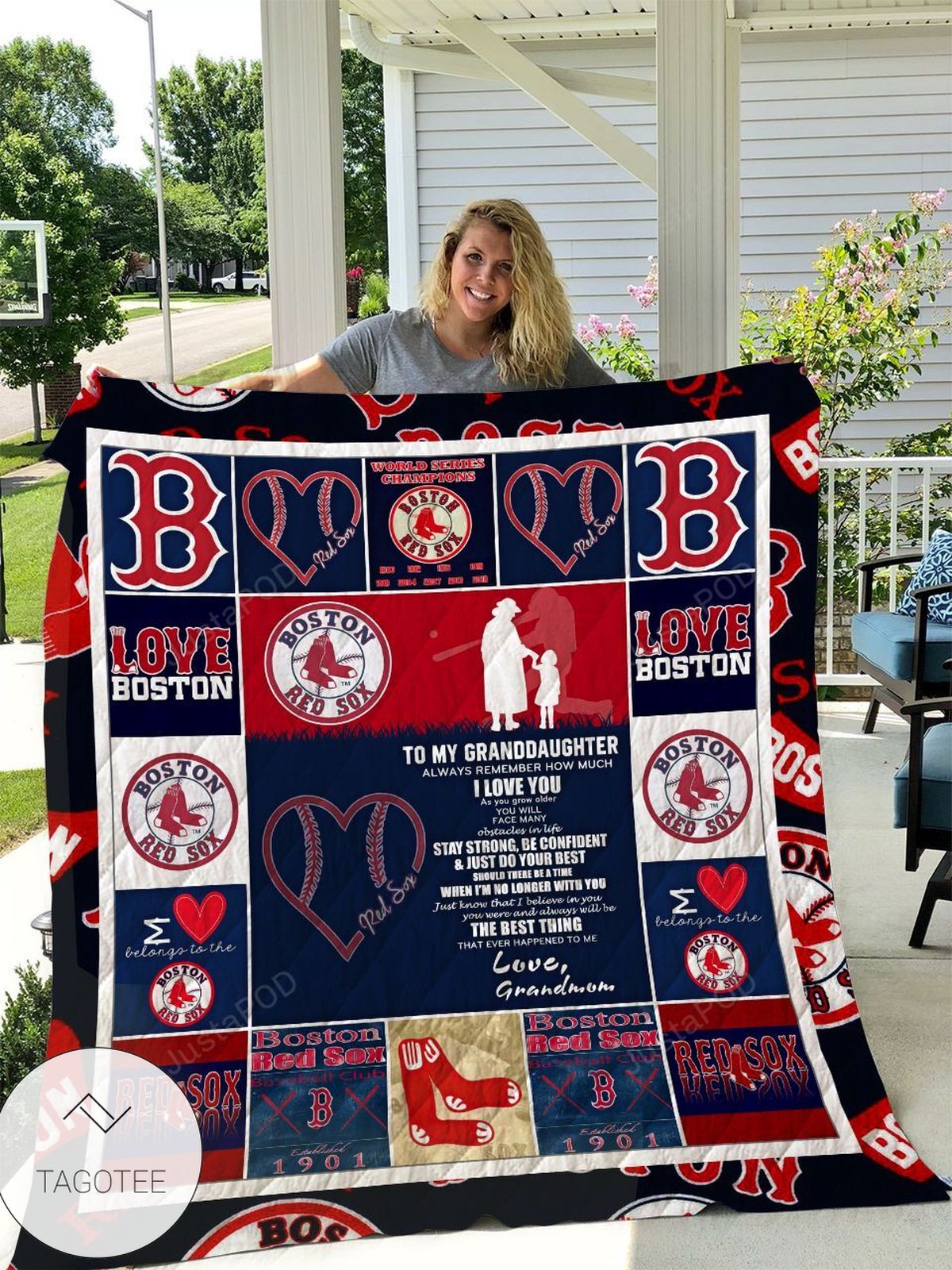 Boston Red Sox To My Granddaughter I Love You Love Grandmom Quilt Blanket