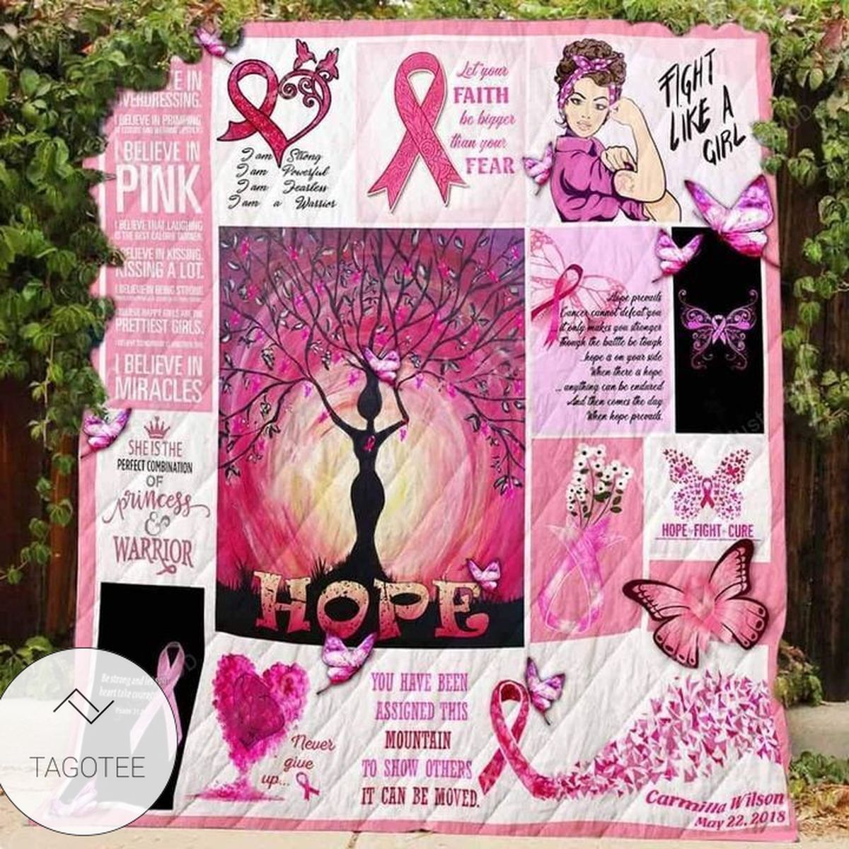 Breast Cancer Hope Let Your Faith Be Bigger Than Your Fear Quilt Blanket