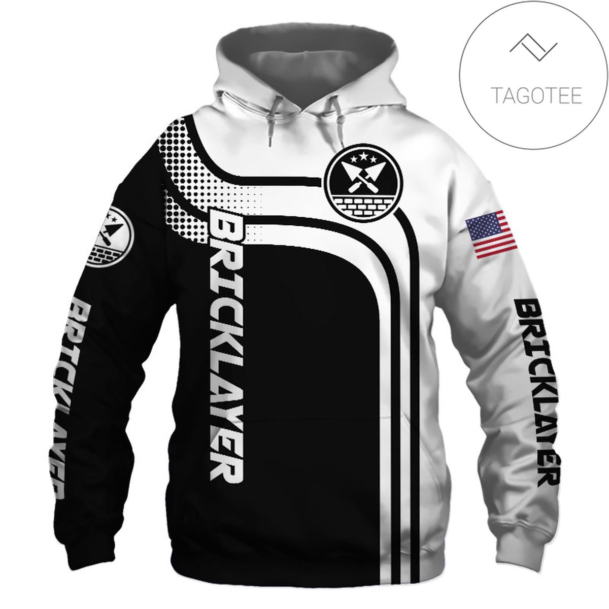 Bricklayer Black US Flag 3D Printed Hoodie Zipper Hooded Jacket