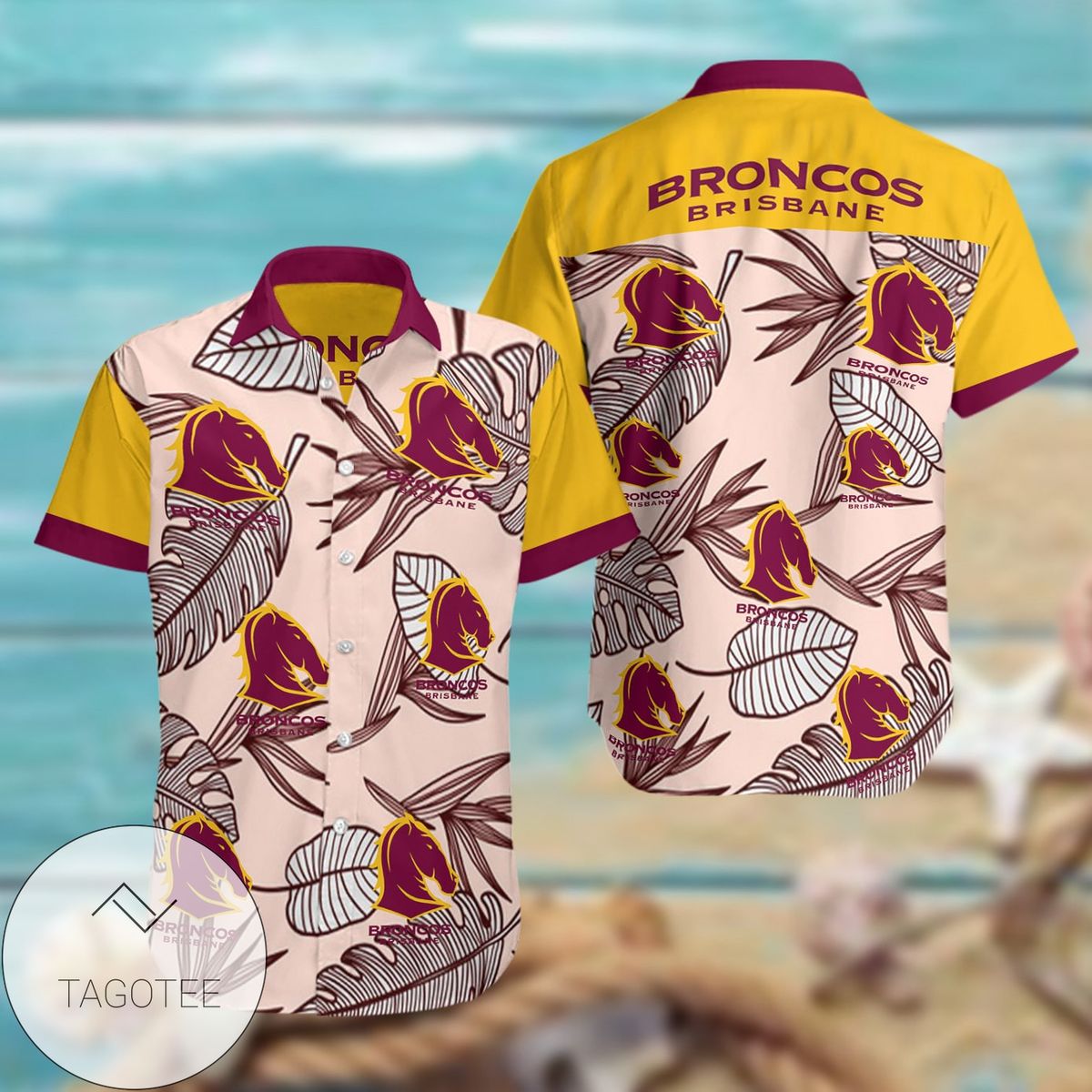 Brisbane Broncos All Over Print Summer Short Sleeve Hawaiian Beach Shirt
