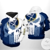 Buffalo Sabres NHL Team Skull 3D Printed Hoodie Zipper Hooded Jacket