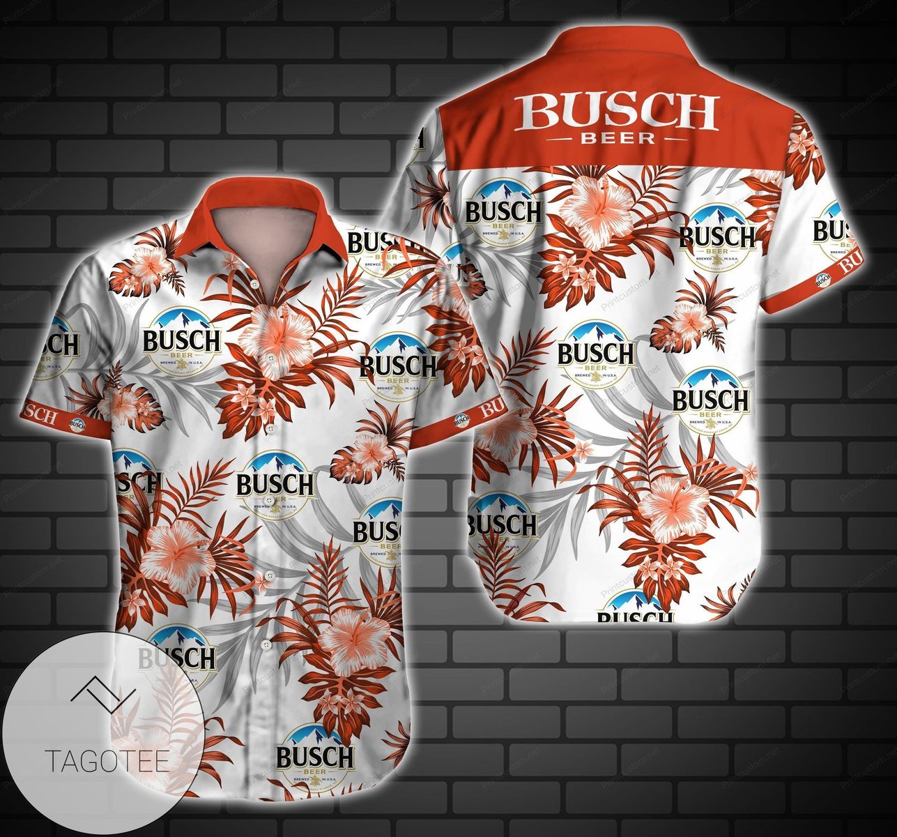 Busch Hunting Mallard Hawaiian V Graphic Print Short Sleeve Hawaiian Casual Shirt