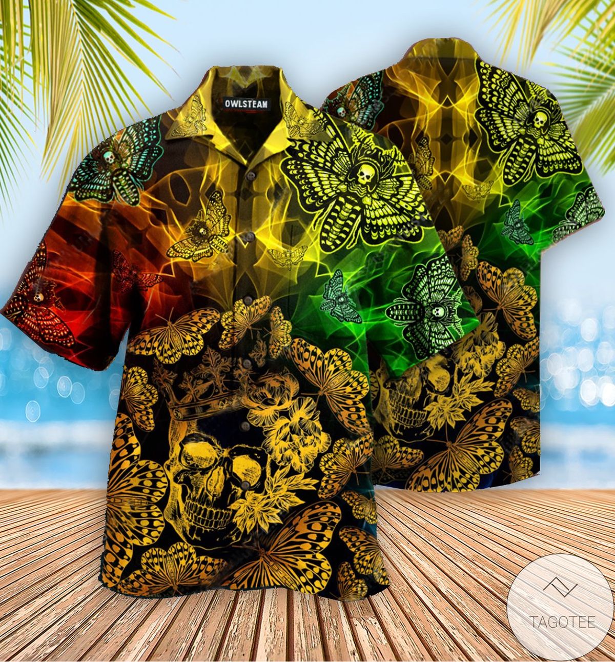 Butterfly Golden Skull Hawaiian Shirt