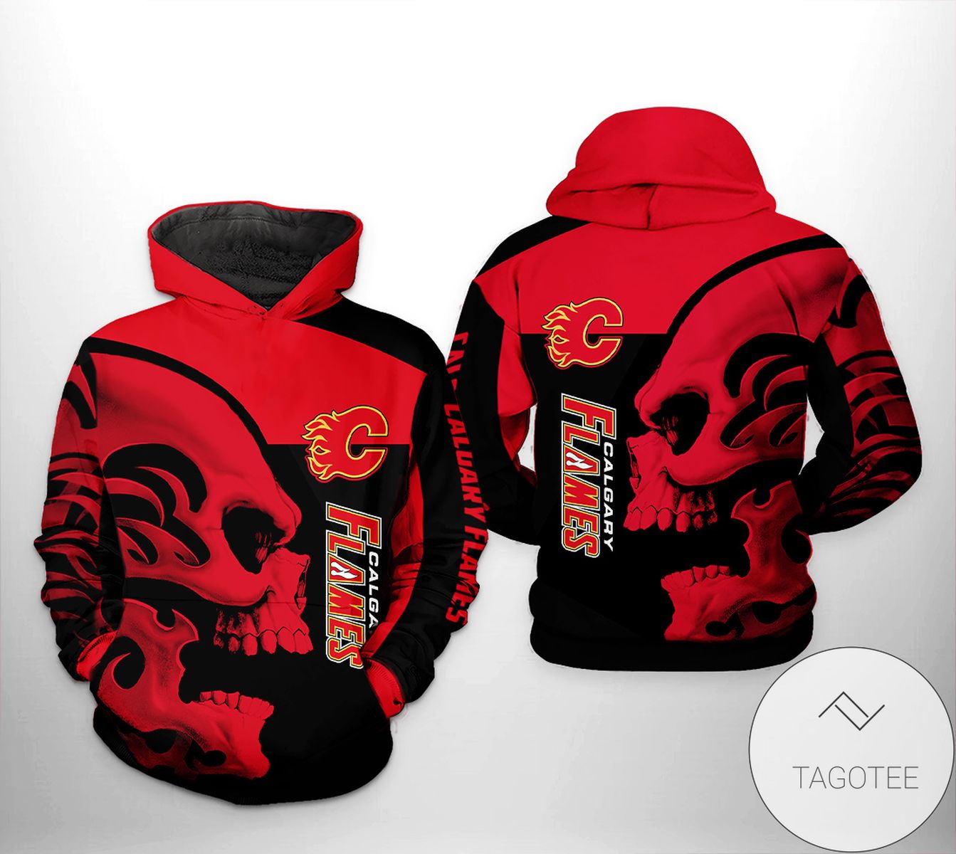 Calgary Flames NHL Skull 3D Printed Hoodie Zipper Hooded Jacket