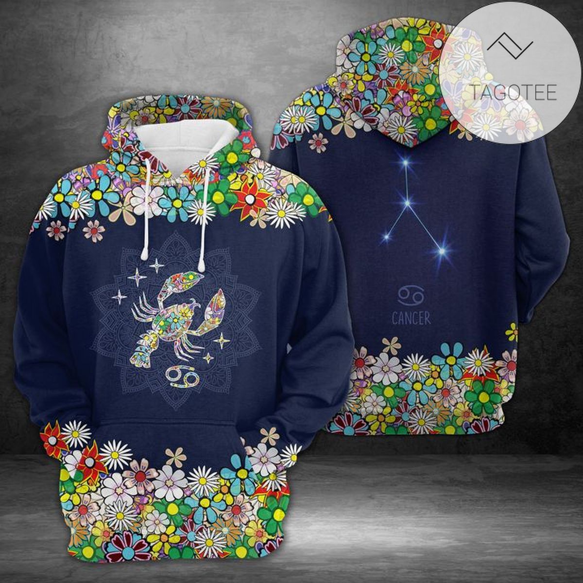 Cancer Horoscope Flower 3D Printed Hoodie Zipper Hooded Jacket