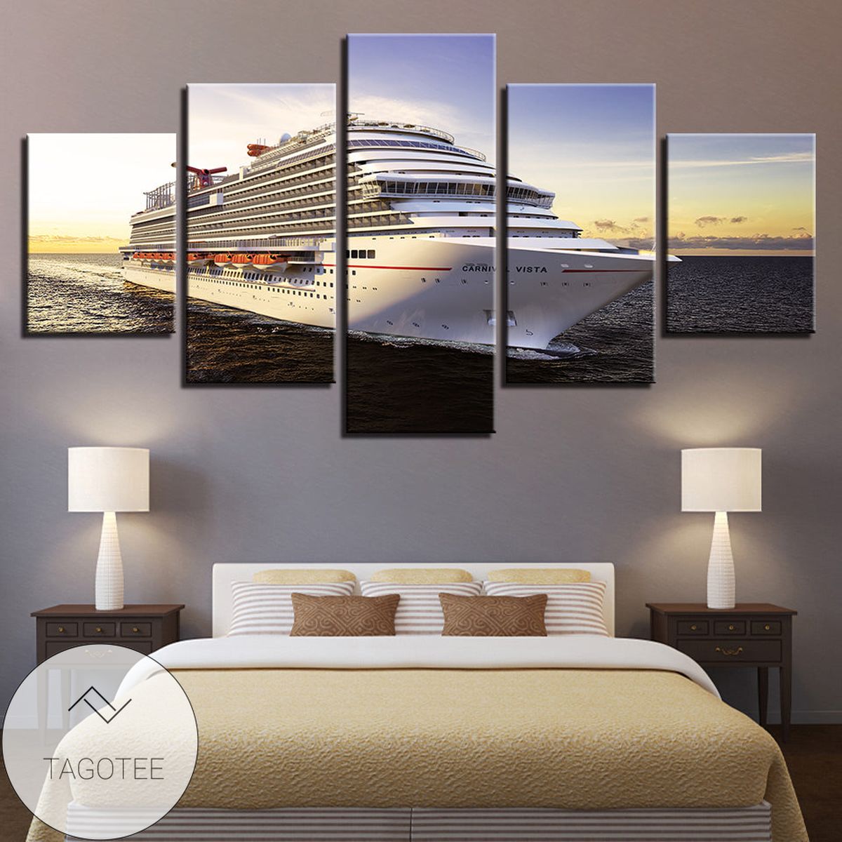 Carnival Vista Cruise Ship Five Panel Canvas 5 Piece Wall Art Set