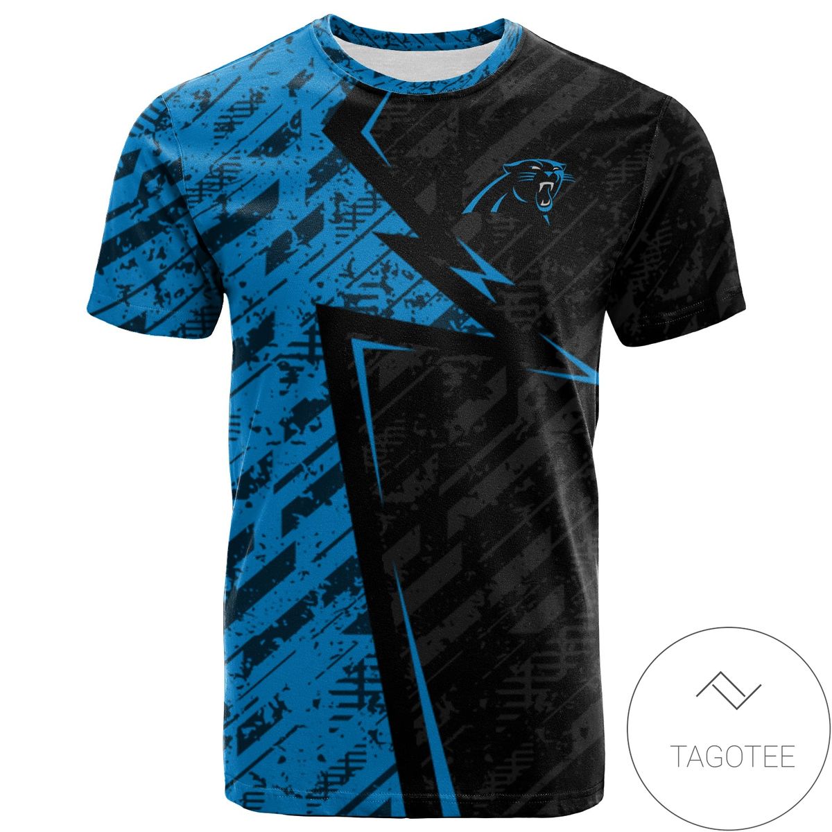 Carolina Panthers All Over Print T-shirt Abstract Pattern Sport- NFL
