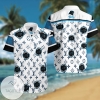 Carolina Panthers LV All Over Print Summer Short Sleeve Hawaiian Beach Shirt - White