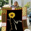 Cat And Sunflower Quilt Blanket
