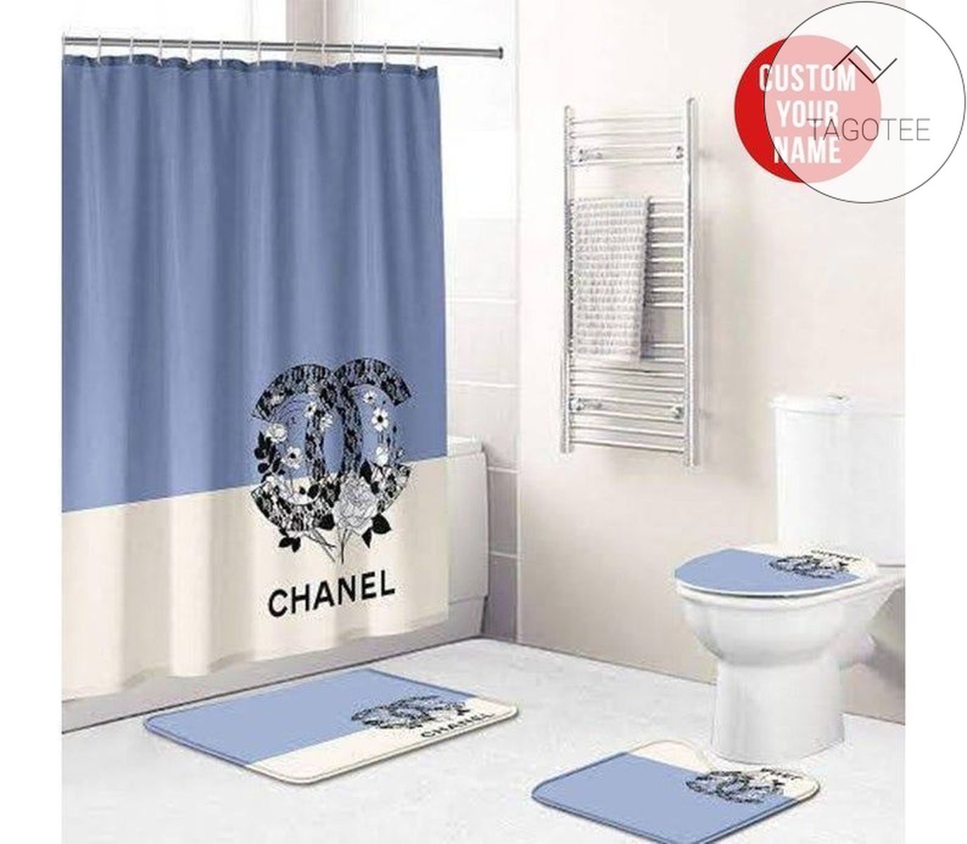 Chanel Type 15 Shower Curtain Waterproof Luxury Bathroom Mat Set Luxury Brand Shower Curtain Luxury Window Curtains