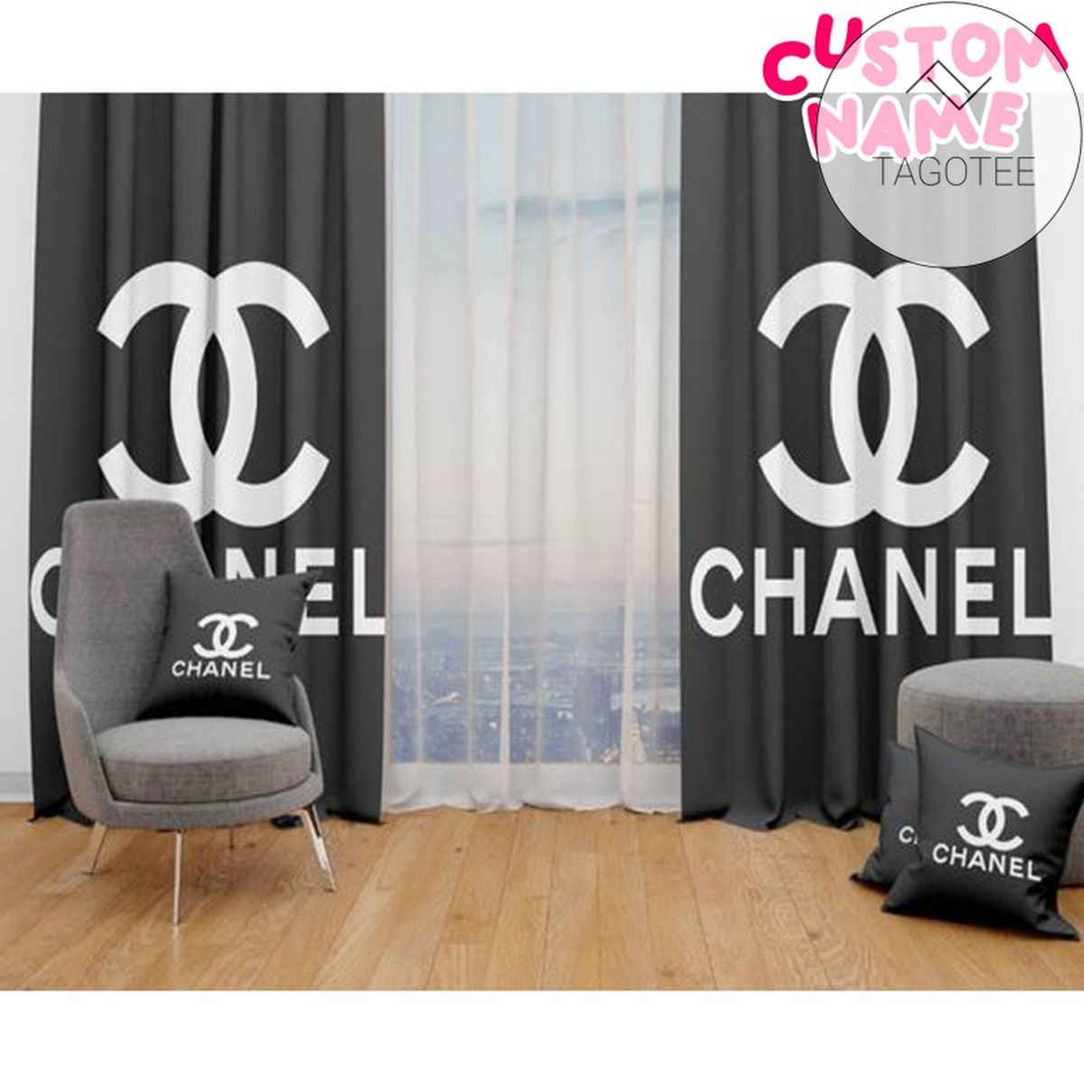 Chanel Type 2 Shower Curtain Waterproof Luxury Bathroom Mat Set