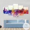 Chicago Skyline In Watercolor Abstract Nature Five Panel Canvas 5 Piece Wall Art Set