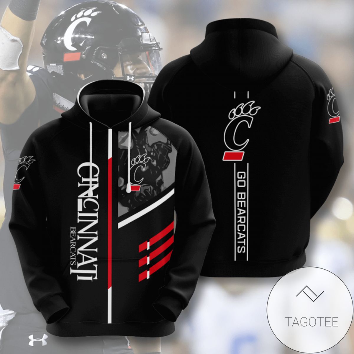 Cincinnati Bearcats American Football 3D Printed Hoodie Zipper Hooded Jacket