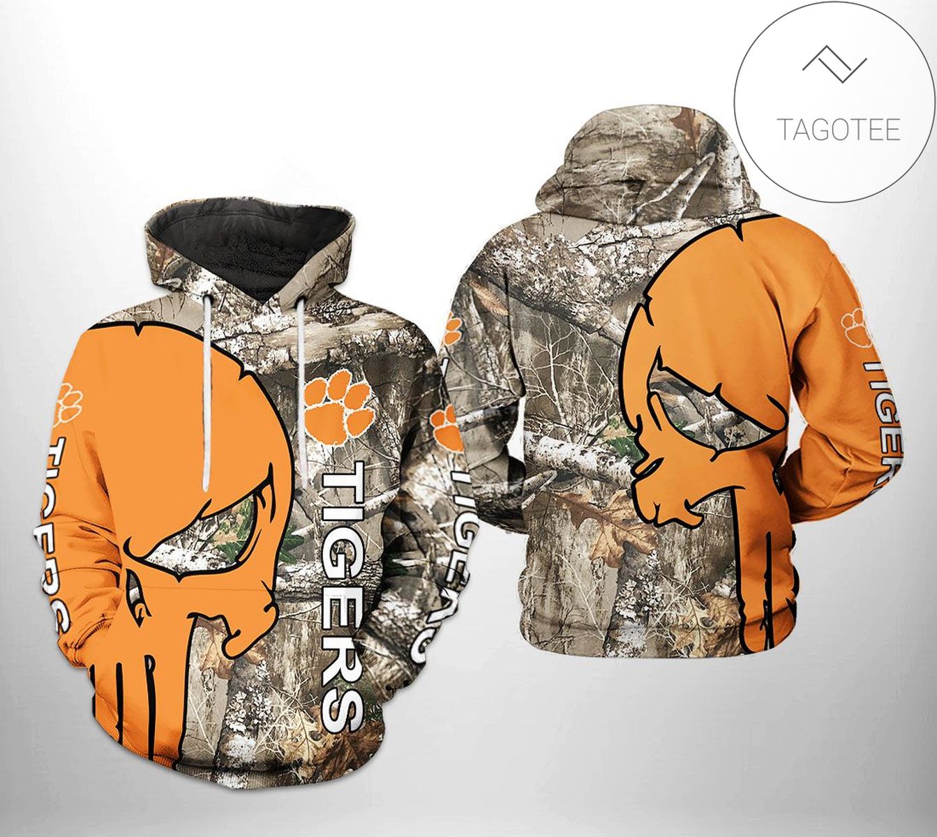 Clemson Tigers NCAA Camo Veteran Hunting 3D Printed Hoodie Zipper Hooded Jacket
