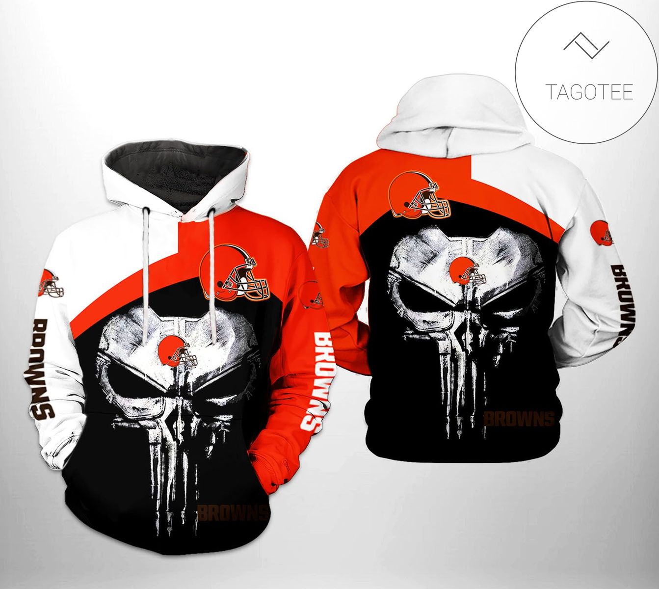 Cleveland Browns NFL Skull Punisher Team 3D Printed Hoodie Zipper Hooded Jacket