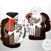 Cleveland Browns NFL Team Skull 3D Printed Hoodie Zipper Hooded Jacket