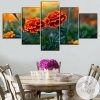 Colourful Flowers 15 Nature Five Panel Canvas 5 Piece Wall Art Set