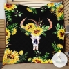 Cow Skull Floral Printing Quilt Blanket
