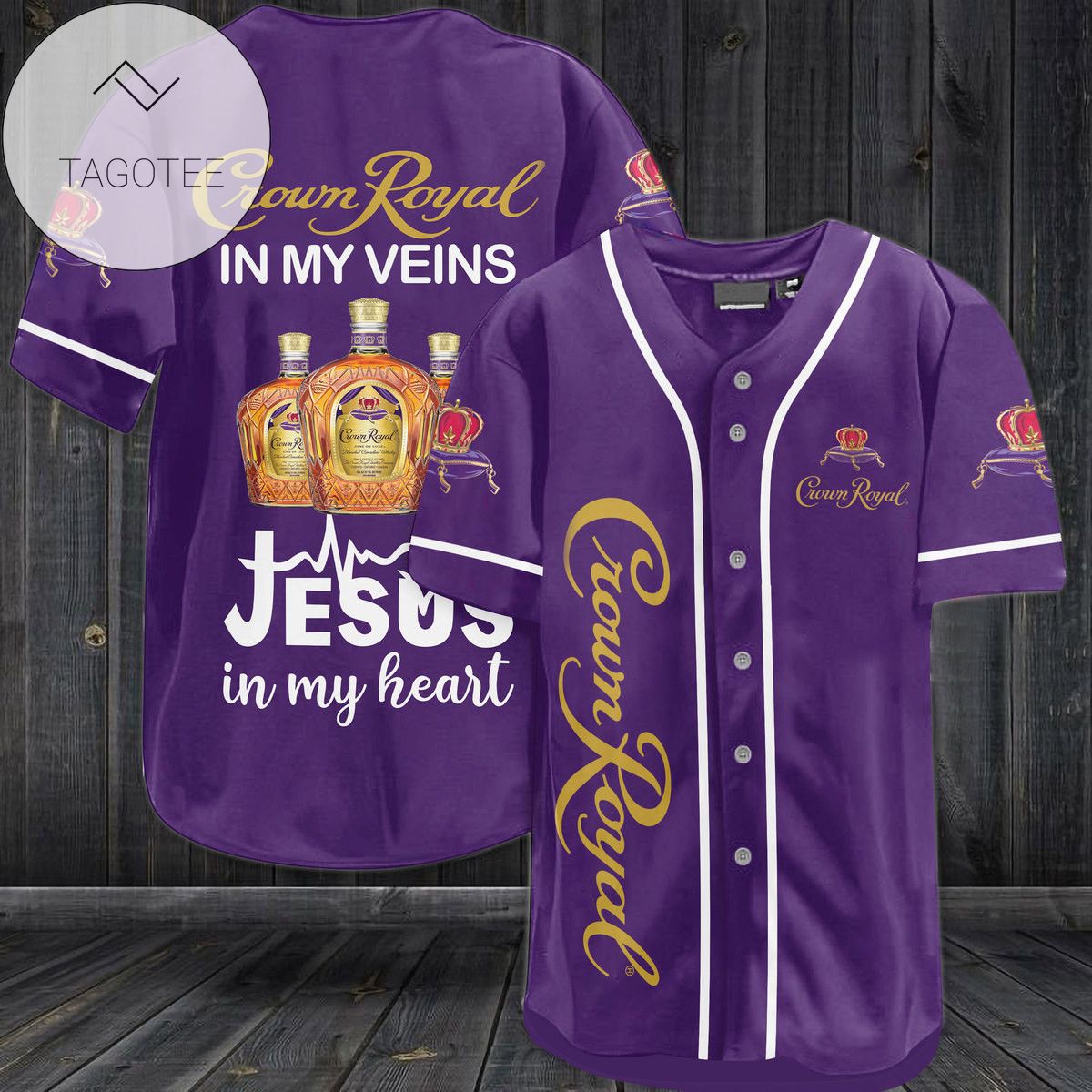 Crown Royal In My Veins Jesus In My Heart Baseball Jersey - Purple