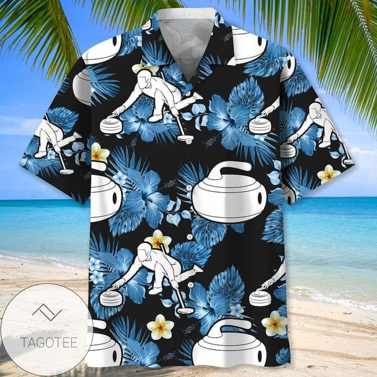 Curling Nature Print Short Sleeve Hawaiian Casual Shirt