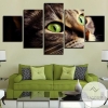 Cute Green Eycat Animal Five Panel Canvas 5 Piece Wall Art Set