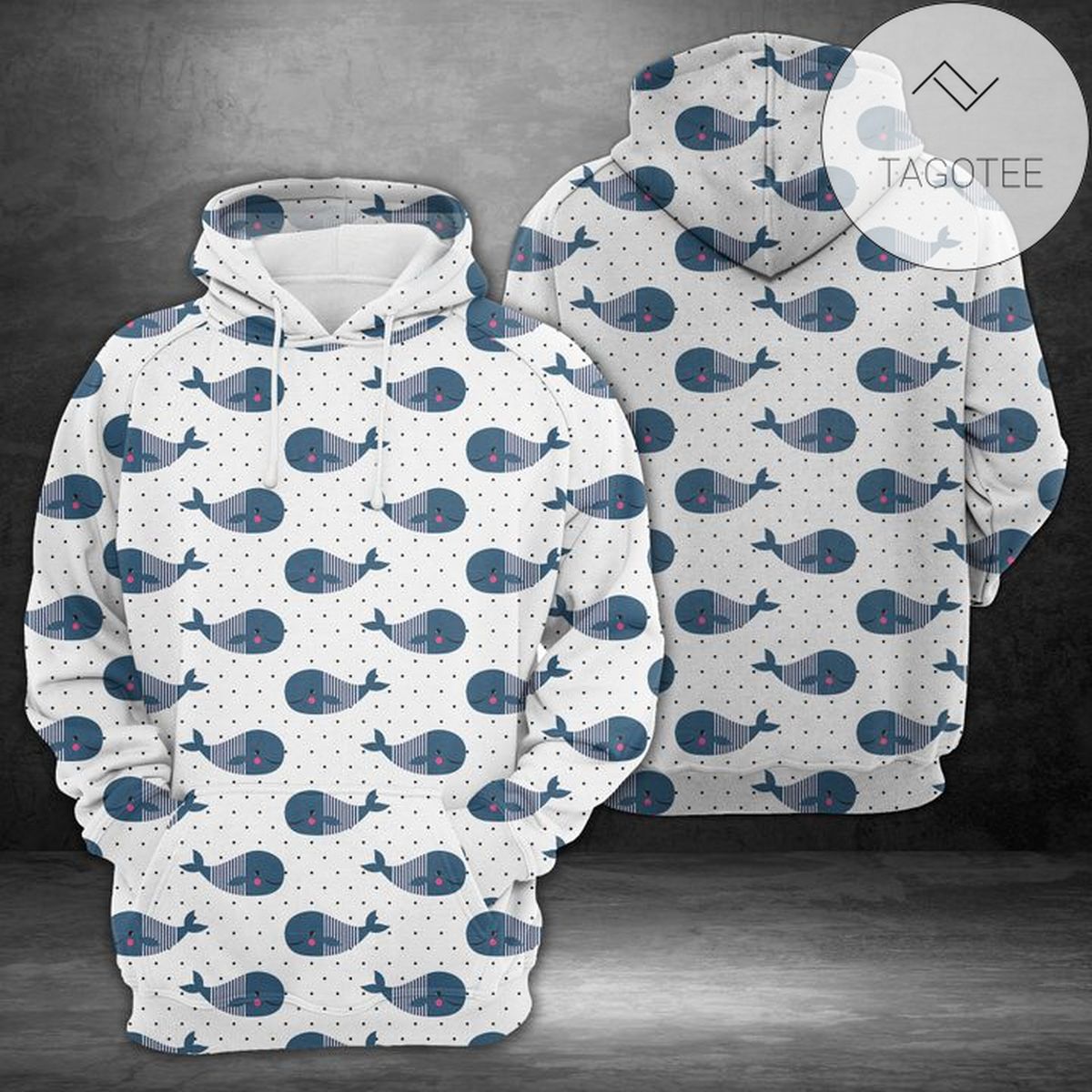 Cute Whales 3D Printed Hoodie Zipper Hooded Jacket