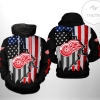 Detroit Red Wings US FLag Team 3D Printed Hoodie Zipper Hooded Jacket