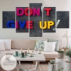 Don't Give Up Motivational Inspirational Quote Five Panel Canvas 5 Piece Wall Art Set