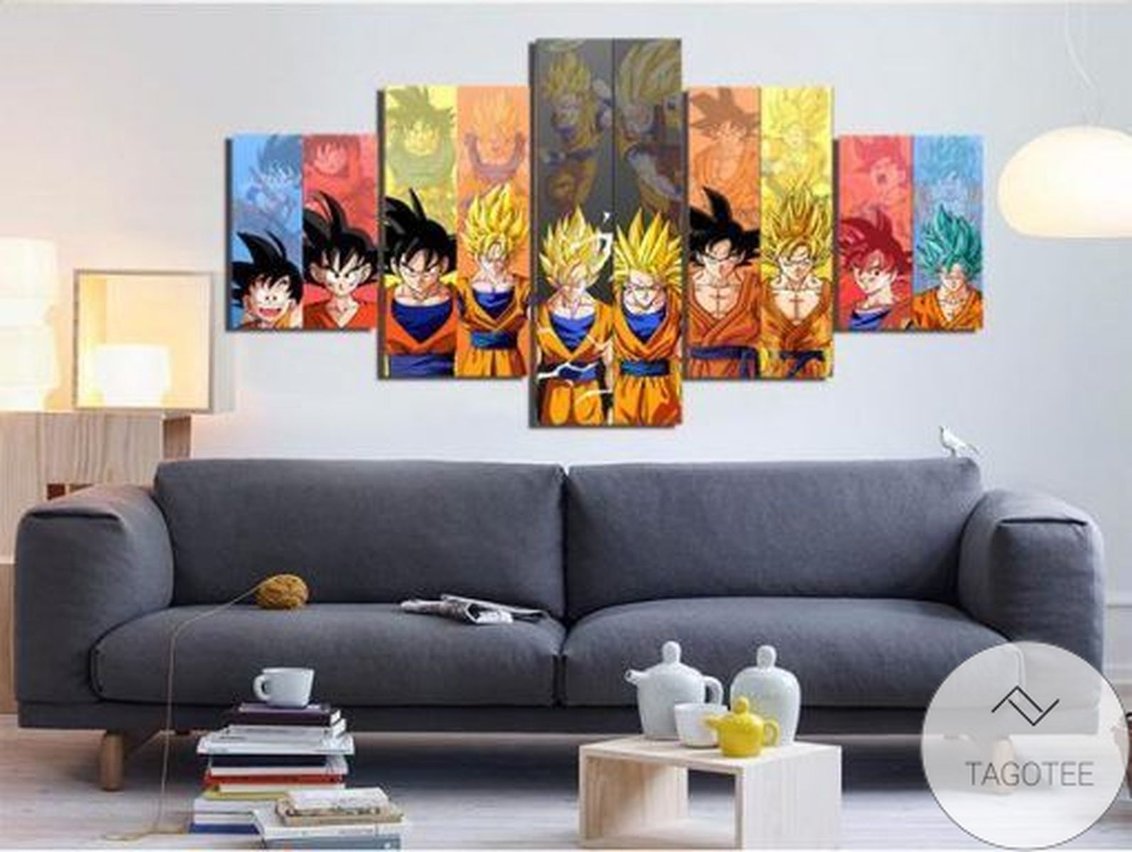 Dragon Ball Z Goku Evolution Anime Five Panel Canvas 5 Piece Wall Art Set