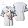 Dumbo The Flying Elephant All Over Print Pinstripe Baseball Jersey - White