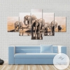 Family Of African Elephants Animal Five Panel Canvas 5 Piece Wall Art Set