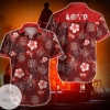 Firefighter Redd Love Red Hawaiian Graphic Print Short Sleeve Hawaiian Casual Shirt