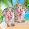 Flamingo Bird With Flowers For Men And Women Graphic Print Short Sleeve Hawaiian Casual Shirt